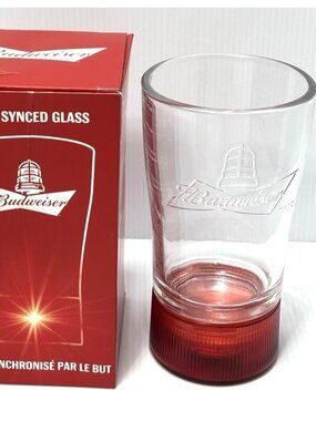 Budweiser Goal-Synced Glass, Light-up Bluetooth Pint Beer NEW (Damaged box)